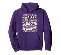 Military Kid Dandelion Bloom Where They're Planted Purple Up Pullover Hoodie
