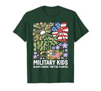 Military Kid Dandelion Bloom Where They're Planted Purple Up T-Shirt