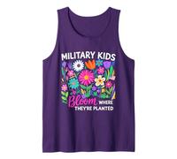 Military Kid Dandelion Bloom Where They're Planted Purple Up Tank Top