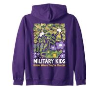 Military Kid Dandelion Bloom Where They're Planted Purple Up Zip Hoodie