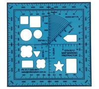 Military Map Protractor and Symbology Stencil - GTA 05-02-012 with NATO Warfighting Icons and Range-Finding Sector, Degrees and Mils, 1:25,000 to 1:100,000, Made in Australia