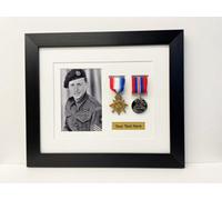 Military Medal Display Frame: Photo & Title, Ww1 Ww2 War Medals - Gold Frame/white Mount