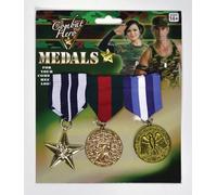 Military Medals Set 3 Piece Costume Medals for Kids & Adults, Army Dress-Up Accessories for Halloween, Veterans Day, Patriotic Events & Cosplay
