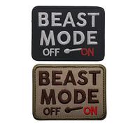 Military Morale Patches, Beast Mode On Embroidered Badges Tactical Emblem Decorative Hook and Loop Appliques for Jacket Clothing Handbag Shoes Caps, 2 Pieces
