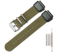 Military Nylon strap Compatible with Casio AE1200WH AE-1500 W-218H SGW-300 500 Men's stainless steel ring Replacement Watch band