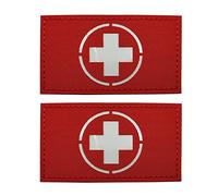 Military Patches, Glow in Dark Medic Cross First Aid Badges, EMS EMT MED Medical Rescue Tactical Morale Combat Armband Badges Hook and Loop Appliques, 2 Pieces