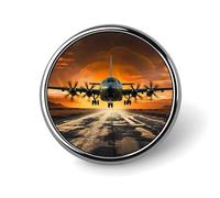 Military Plane Landing On Airforce Runways Against Beautiful DuSky Backpack Pin Cute Brooch Decoration Brooches for Women Mens Lapel Pins for Suits Fashion Button Badges for Hat Backpacks Purses Jacke
