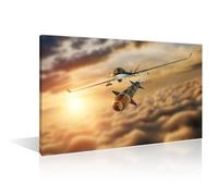 Military Poster Aviation Wall Art for Living Room History of Combat Aircraft Art Prints 1 Panels Fighter Jet Poster Wall Art Boys Bedroom Giclee Print Stretched and Framed Ready to Hang (16"Wx24"H)