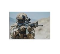 Military Poster with Soldier in Full - Gear Aiming Rifle, Realistic And Intense, A Must - Have for Enthusiasts. Decorative Painting Canvas Wall Posters And Modern Family Bedroom Decor 16x24inch(40x60c