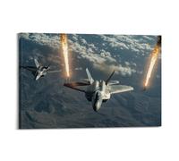 Military Poster with Two Fighter Jets in Flight, Emitting Flares, in A Realistic And Dynamic Scene Decorative Painting Canvas Wall Posters And Modern Family Bedroom Decor 20x30inch(50x75cm)