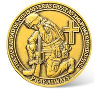 Military Prayer Challenge Coin - 'Be Strong and Courageous' Medallion with Biblical Inspiration