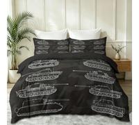 Military Realism Duvet Cover, Premium Microfiber Reversible Double Armoured Tank Camouflage Quilt Cover, for Kids Boy Girls Bedroom, Black