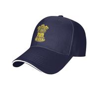 Military Republic of India Emblem Sandwich Baseball Cap | High-Performance Trucker Hat | UPF 50+ (Moisture Wicking/Outdoor/Hiking/Sun Protection) Navy