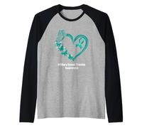 Military Sexual Trauma Awareness Heart Butterfly Raglan Baseball Tee