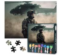 Military Silhouette Jigsaw Puzzle 1000 Pieces Sunset Sky Army and Airforce Soldiers Shadow Art Puzzle for Adults Battle Ready Troops Landscape Puzzle 27.5 x 19.7 Inches