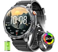 Military Smart Watch for Men 1.75" HD AMOLED Display 730mAh Battery Smart Watches with LED Flashlight for Android iOS（Bluetooth Call Answer/Dial Calls） Fitness Tracker Black