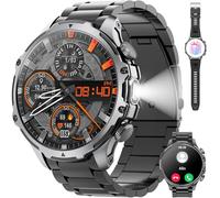 Military Smart Watch for Men 1.85" HD Touch Screen 730mAh Battery Smart Watches with LED Flashlight for Android iOS (Bluetooth Call Answer/Dial Calls) Fitness Tracker with Heart Rate Blood