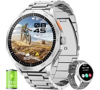 Military Smart Watch for Men 1.85" HD Ultra Screen Touch Screen 710mAh Battery Smart Watches for Android iOS （Bluetooth Call Answer/Dial Calls） Fitness Tracker with 100+ Sports Silver Steel Strip