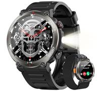 Military Smart watch for Men (Answer/Dial Calls), 1.45" Fitness Tracker with 100-Day Battery/Flashlight/Compass/Heart Rate/Sleep 120+ Sports IP68 Waterproof Smartwatch for iOS Android(2 Straps)