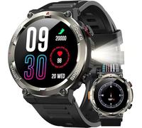 Military Smart Watch for Men Answer/Make Call,1.45" Outdoor Sports Watch with 100 Days Battery/Flashlight/Compass/120+ Sports/SpO2 Heart Rate Sleep Monitor,IP68 Waterproof Smartwatch for iOS Android