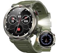 Military Smart Watch for Men（Bluetooth Calling）, Fitness Watch with Flashlight,Compass,960mAh Battery,120+ Sports,SpO2 Heart Rate Sleep Monitor,Step Counter,IP68 Waterproof Smartwatch for iOS Android