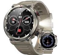 Military Smart Watch for Men（Bluetooth Calling）, Fitness Watch with Flashlight,Compass,960mAh Battery,120+ Sports,SpO2 Heart Rate Sleep Monitor,Step Counter,IP68 Waterproof Smartwatch for iOS Android
