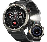 Military Smart Watch for Men（Bluetooth Calling）, Fitness Watch with Flashlight,Compass,960mAh Battery,120+ Sports,SpO2 Heart Rate Sleep Monitor,Step Counter,IP68 Waterproof Smartwatch for iOS Android