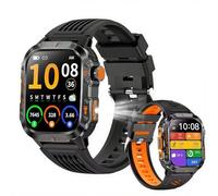 Military Smart Watches Built-in GPS,Tactical Smart Watch for iPhone/Android,100+ Sport Modes with Flashlight, 2.01" Screen Bluetooth Call Compass Altimeter, Heart Rate/Spo2/Blood Pressure(2 Bands)