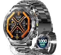 Military Smart Watches for Men, 1.7″ Smartwatch with 1000 mAh Battery/2 Straps/Led Flashlight/Heart Rate/Sleep Monitor 100+ Sport Modes, Answer/Make Calls Fitness Watch for Android/iPhone