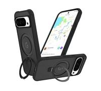 Military Standard Magnetic Case, Compatible with Google Pixel 10 Pro XL, with Metal Stand & N52 Magnets, Slim Protective Cover - Black