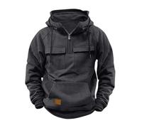Military Sweatshirt Men, Tactical Hoodies for Men UK 1/4 Zip Sweatshirt with Hood Pullover Hoodies Casual Hoody with Multi Pockets Windbreaker Solid Cargo Coats for Outdoor Workout Gym Sports Running