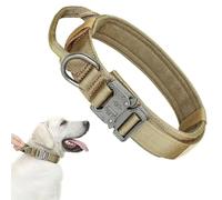 Military Tactical Adjustable Dog Collar Outdoor Reflective Dog Camping Hunting Training Collar Heavy Duty Nylon Adjustable Tactical Dog Collar Labrador German Shepherd Collar,khaki,XL