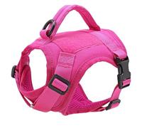Military Tactical Adjustable Nylon Cat Puppy Walking Training Harness With Control Handle For Pug Shiba Inu Chihuahua,Rose