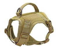 Military Tactical Cat Harness Vest Adjustable Nylon Puppy Cat Harness With Sticker Patch For Chihuahua Pug French Bulldogs,Khaki,L