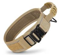 Military Tactical Dog Collar Adjustable Nylon Military Dog Collar Dog Camping Hunting Training Collar Suitable For Medium And Large Dogs German Shepherd Labrador French Bulldog,Khaki,L