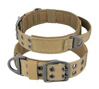 Military Tactical Dog Collar Breathable Nylon Dog Camping Training Hunting Collar Necklace With Handle Dog Collar Suitable For Medium And Large Dogs French Bulldog German Shepherd,Khaki,M