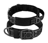 Military Tactical Dog Collar Breathable Nylon Dog Camping Training Hunting Collar Necklace With Handle Dog Collar Suitable For Medium And Large Dogs French Bulldog German Shepherd,black,L