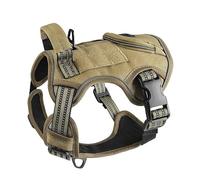 Military Tactical Dog Harness Adjustable Nylon Dog Harness Nylon Large Harness Labrador German Shepherd French Bulldog Camping Hunting Training Harness,Khaki,M
