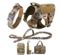 Military Tactical Dog Harness Collar Leash Set With Pouch Adjustable Nylon Dog Training Harness Vest For Labrador German Shepherds,A,S