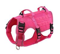 Military Tactical Dog Harness Outdoor Reflective Pet Camping Hunting Training Harness Vest Hiking Travel Dog Harness For Medium And Large Dogs German Shepherd Labrador,Rose,M