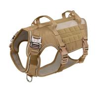 Military Tactical Dog Harness Outdoor Reflective Pet Camping Hunting Training Harness Vest Hiking Travel Dog Harness For Medium And Large Dogs German Shepherd Labrador,Khaki,L