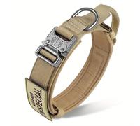 Military Tactical Labrador Retriever Greyhound Collar Outdoor Training Camping Hunting Dog Collar,Brown Set,M