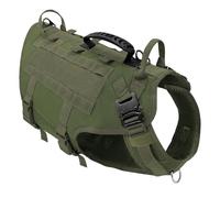 Military Tactical Nylon Working Dog Training Hunting Harness With Handle Metal Buckle For German Shepherd French Bulldog Labrador,Green,M
