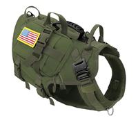 Military Tactical Nylon Working Dog Training Hunting Harness With Handle Metal Buckle For German Shepherd French Bulldog Labrador,Green A,L