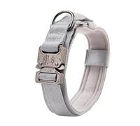 Military Tactical Rottweiler Labrador Bull Terrier Collar Adjustable Nylon Dog Collar With Metal Buckle Handle,GRAY,M 37-45cm