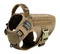 Military Tactical Working Dog Camping Training Harness With Control Handle Adjustable Nylon Dog Harness For German Shepherds French Bulldogs,Khaki,L