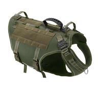 Military Tactical Working Dog Training Hunting Harness Vest No Pull Adjustable Nylon Dog Harness And Leash Set For Labradors German Shepherds,Green,M