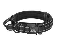 Military Tactics Reflective Personalized Adjustable Nylon German Shepherd French Bulldog Labrador Training Name Collar,Black,L