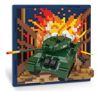 Military Tank 3D Wall Art Micro Mini Building Blocks Set, WW2 T-34 Tank Collection Display Model & Wall Decor, No Compatible with Lego, Great Army Vehicle Toy Gift for Adults Teens 14+ (1430 PCS)