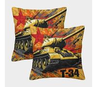 Military Tank Art-war-themed Illustration Pillow Covers 2 Pack Cozy Pillowcases Available All Seasons Cushion Covers with Invisible Zipper Decor Couch Living Room 50x50cm
